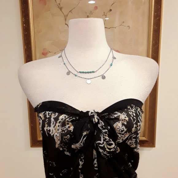 D17 NEW Silvetone BOHO Turquoise Necklace - Picture 3 of 4